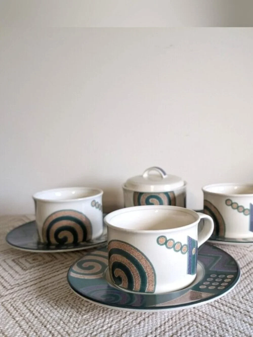 Vintage Mikasa Life Style CAC18 Coffee/Tea Cup and Saucer‎ Sets And A Canister